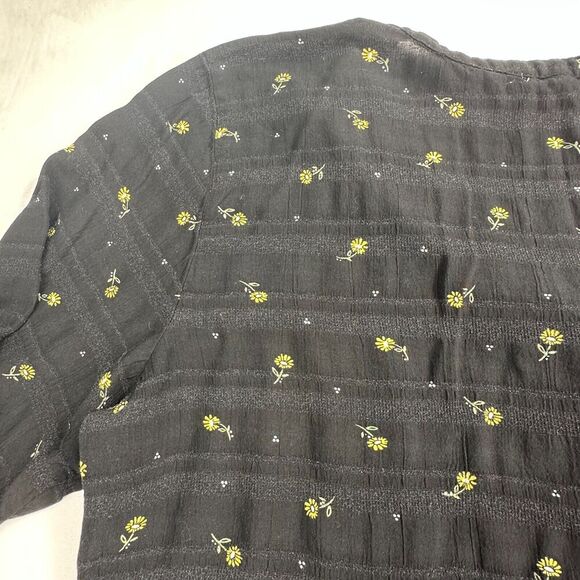 Maurices Women’s‎ Black & Yellow Floral Print Button Front Top Sz XXL linen-feel - Picture 3 of 16